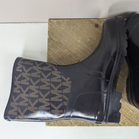 Michael Kors Logo Rain Boots – Black & Brown Monogram – Women’s Size 8 - Picture 5 of 8